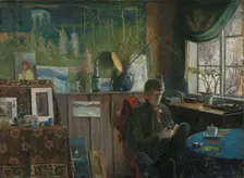 At the Window. Portrait of the Artist Kalle Lochen, 1887. Creator: Karl Jensen-Hjell