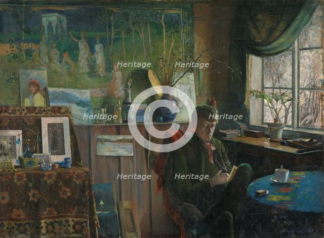 At the Window. Portrait of the Artist Kalle Lochen, 1887. Creator: Karl Jensen-Hjell.
