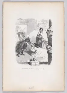 At this frightful story, Zemire throws himself at Azor's feet from Scenes from the ..., ca. 1837-47. Creator: Jean Ignace Isidore Gerard