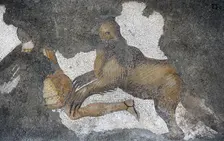Attack of a brown bear, detail from mosaic...Great Palace of Constantinople, 4th-6th century. Creator: LTL
