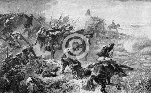 Attack of Basque Carlists during the revolt of 1872-1876, (1902). Artist: Unknown