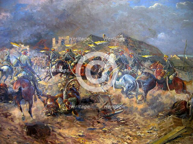 Attack of Polish Uhlans on bolsheviks near Sloutsk 1919, 1920. Artist: Winterowski, Leonard (1868-1926)