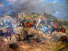 Attack of Polish Uhlans on Bolsheviks near Sloutsk, 1919 1920. Creator: Winterowski, Leonard (1868-1926)
