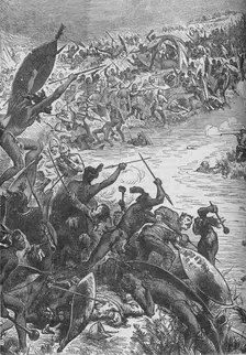 Attack of the Zulus on the Escort of the Eightieth Regiment at the Intombe River 1879, (c1880)