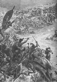 Attack of the Zulus on the Escort of the Eightieth Regiment at the Intombe River 1879, (c1880)