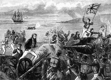 Attack of the Blue-Jackets on Port Jacotel c1891. Creator: James Grant