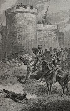 Attack of the castle of Gironella by the Count of Pallars, 15th century, (1890). Creator: Joan Serra y Pausas
