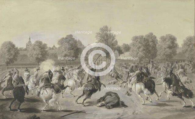 Attack of the French cavalry on The city of Frankfurt am Main in April 1797. Creator: Anton Radl.