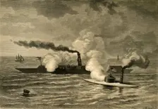 Attack of the "Monitor" on the "Merrimack" (1878). Creator: Albert Bobbett