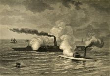 Attack of the "Monitor" on the "Merrimack" (1878). Creator: Albert Bobbett