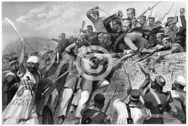 'Attack of the mutineers on the Redan Battery at Lucknow, 30 July 1857', (c1860). Artist: Unknown
