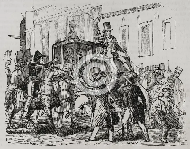 Attack on Martínez de la Rosa, 1845.  Creators: Eusebio Zarza, Chamorro.