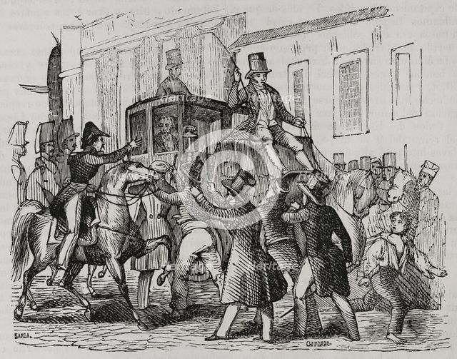 Attack on Martínez de la Rosa, 1845.  Creators: Eusebio Zarza, Chamorro.