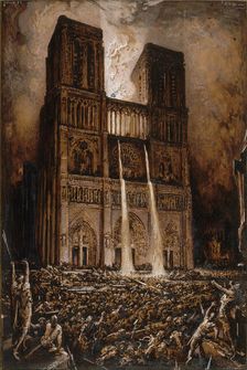 Attack on Notre-Dame. The Hunchback of Notre-Dame by Victor Hugo, ca 1877. Creator: Chifflart, François (1825-1901)