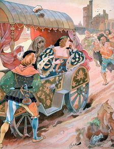Attack on a carriage, Quai de Nesles, Reign of Francis I, 16th century c1870-1950.Artist: Ferdinand Sigismund Bac