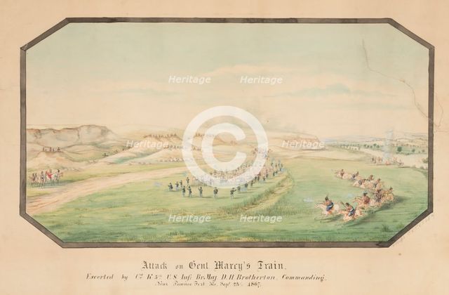 Attack on General Marcy's Train, 1867. Creator: Hermann Stieffel.