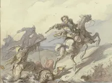 Attack on knights, 1837. Creator: Friedrich Dietz