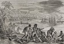 Attack on Puerto Rico, Anglo-Spanish War, 1797, (1851). Creator: Villegas