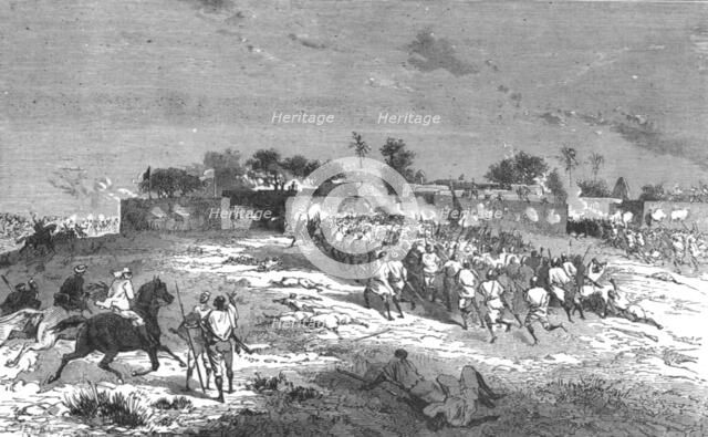''Attack on Sansandig by Ahmadou's army; Journey from the Senegal to the Niger', 1875. Creator: Unknown.
