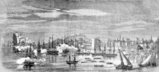 Attack on the Turkish Flotilla by the Russian Fleet, at Sinope 1853 1854. Creator: Unknown