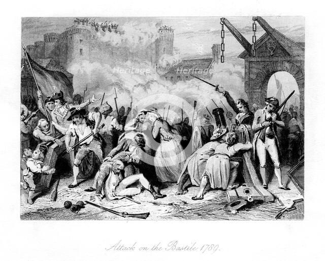 'Attack on the Bastille, 1789', (1845). Artist: Unknown