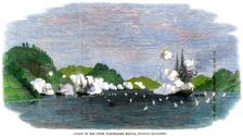 Attack on the Dutch war-steamer Medusa opposite Simonoseki Japan, 1863