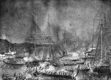 Attack on the French invasion flotilla at Boulogne, France, 15-16 August 1801 (1882-1884)