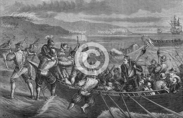 'Attack on the Isle of Wight',  July 1545, (c1880). Artist: Unknown.