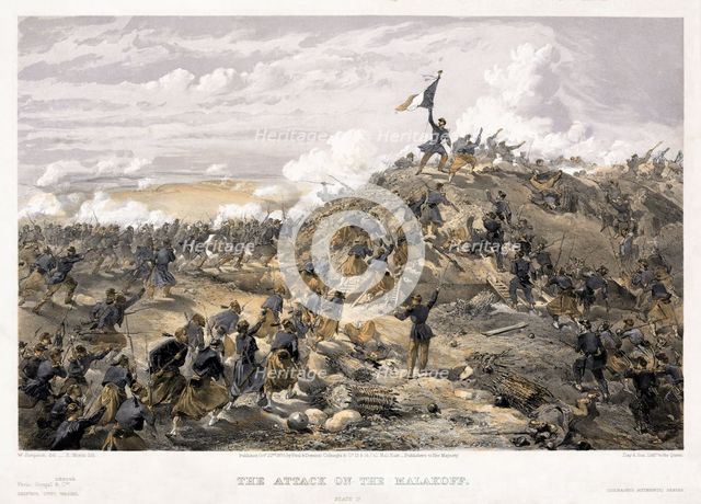 Attack on the Malakoff redoubt on 7 September 1855, 1855. Artist: Simpson, William (1832-1898)