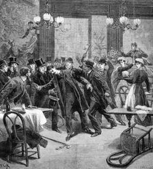 Attack against M Georgewitch, minister of Serbia in Paris 1893. Creator: Frederic Lix