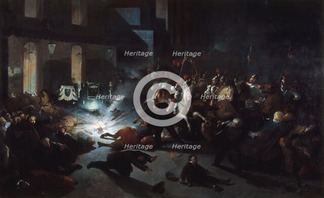 Attack by Orsini in front of the facade of the Opera on January 14, 1858, 1862. Creator: H Vittori.