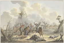 Attack between Cossacks of Crimea and French Riding Artillery, 1817. Creator: Jan Antony Langendijk