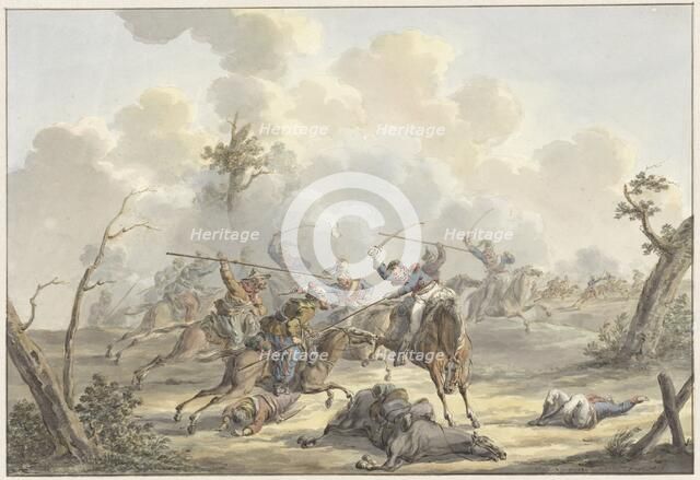 Attack between Cossacks of Crimea and French Riding Artillery, 1817. Creator: Jan Antony Langendijk.