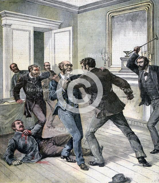 Attack in the office of the Prefecture of the Seine, Paris, 1892. Artist: Henri Meyer