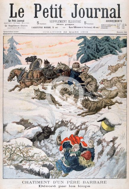 Attacked by wolves, Russia, 1903. Artist: Unknown