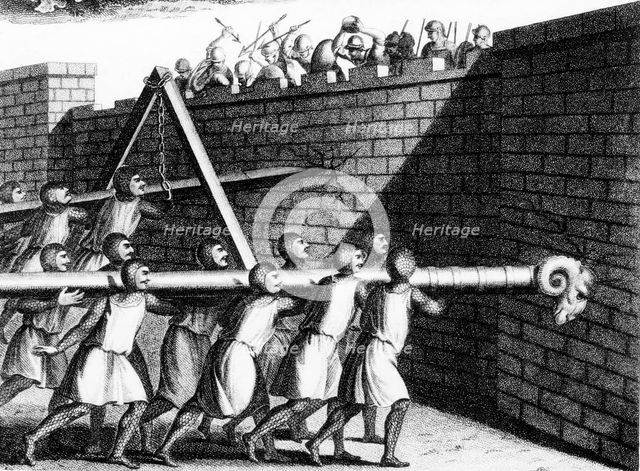 Attacking walls with battering rams, c1800. Artist: Unknown