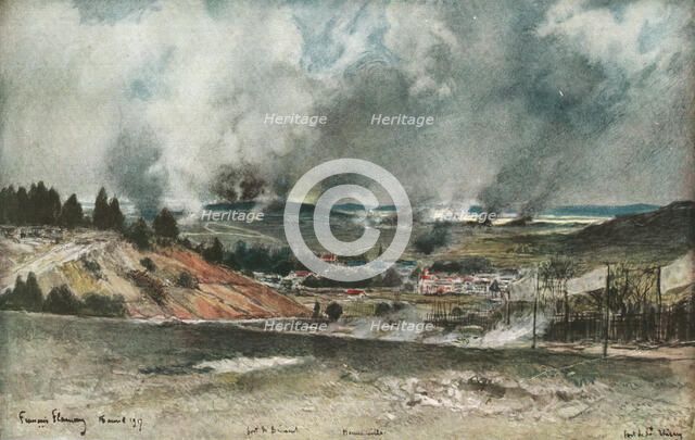 ''Attaque du Fort de Brimont, le 16 anvil 1917', (1917).  Creator: Francois Flameng.