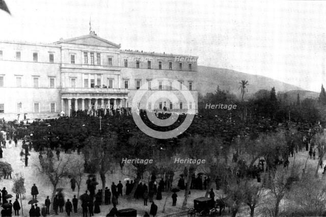 Attempt on the Life of the King of Greece:...demonstration to celebrate His Majesty's escape, 1898. Creator: Unknown.