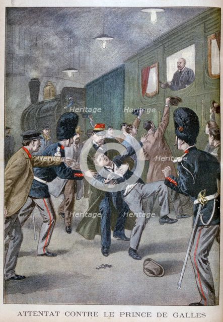 Attempted attack on Edward, Prince of Wales in Brussels, 1900. Artist: Unknown