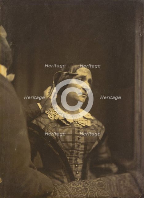 Attention, attentive gaze (left); Painful attention (right), 1854-1856, printed 1862. Creator: Duchenne de Boulogne.