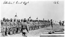 Attention! Count Off!'; soldiers at Fort Sheridan, Illinois, USA, 1920