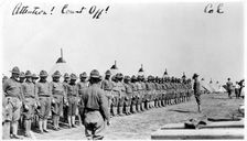 Attention! Count Off!'; soldiers at Fort Sheridan, Illinois, USA, 1920