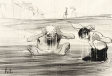 Attention, Gargouillet, v'là le bourgeois qui passe..., 1842. Creator: Honore Daumier