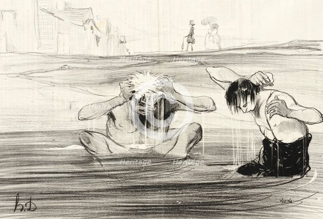 Attention, Gargouillet, v'là le bourgeois qui passe..., 1842. Creator: Honore Daumier.