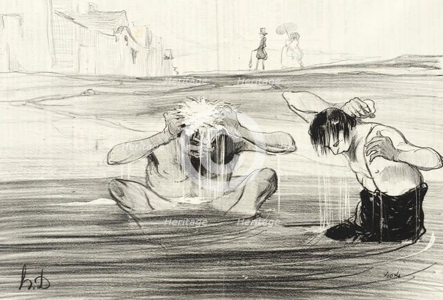 Attention, Gargouillet, v'là le bourgeois qui passe..., 1842. Creator: Honore Daumier.