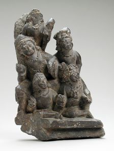 Attendants of the Sun God Surya, c.700. Creator: Unknown