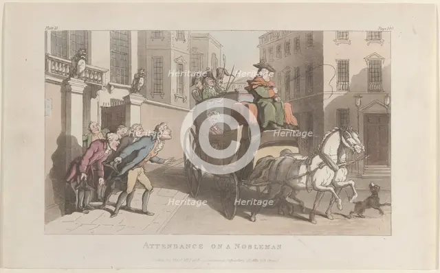 Attendance on a Nobleman, from "The Vicar of Wakefield", May 1, 1817., May 1, 1817. Creator: Thomas Rowlandson.