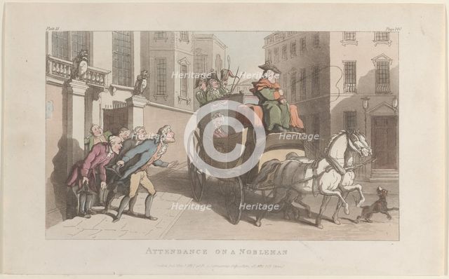 Attendance on a Nobleman, from "The Vicar of Wakefield", May 1, 1817., May 1, 1817. Creator: Thomas Rowlandson.