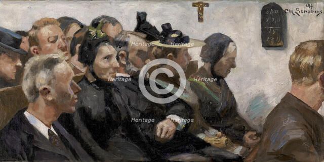 Attendees in a village church, 1894. Creator: Christjern Schobius.