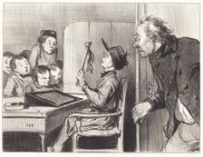Attends, attends... j'te vas en donner moi du maître d'école!..., 1846. Creator: Honore Daumier